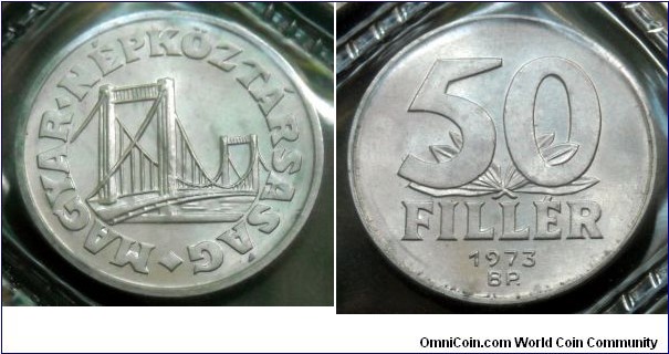 Hungary 50 filler from 1973 annual coin set.