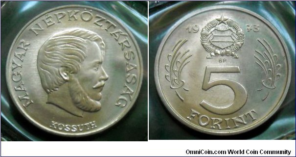 Hungary 5 forint from 1973 annual coin set.
Mintage: 100.000 pieces.