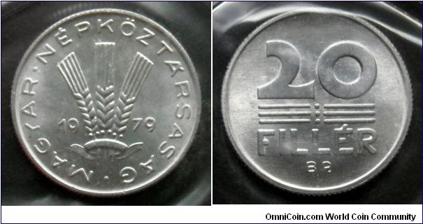 Hungary 20 filler from 1979 annual coin set.