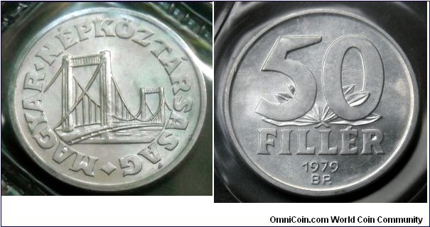 Hungary 50 filler from 1979 annual coin set.
