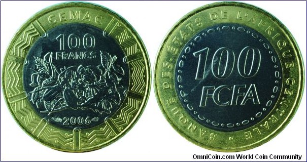 Central African100Francs-km15-2006