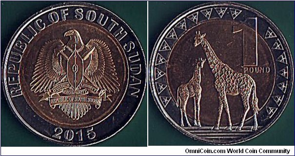 South Sudan 2015 1 Pound.

This coin has replaced the 1 Pound note since early 2016.
