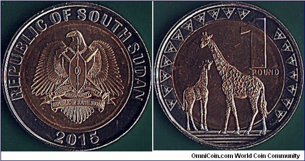 South Sudan 2015 1 Pound.

This coin has replaced the 1 Pound note since early 2016.