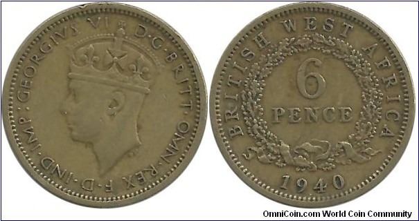 BWestAfrica 6 Pence 1940