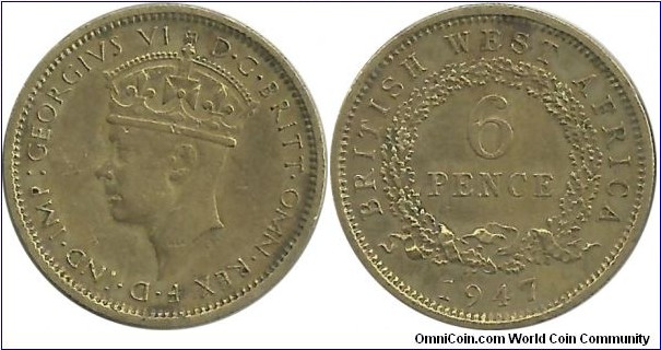 BWestAfrica 6 Pence 1947