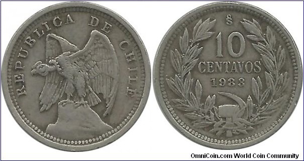 Chile 10 Centavos 1933