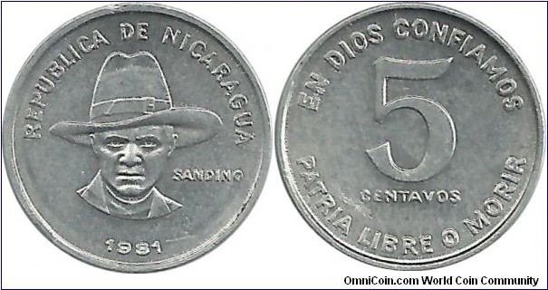 Nicaragua 5 Centavos 1981 -Al-