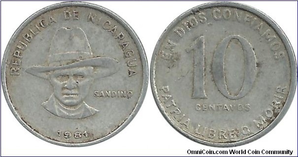 Nicaragua 10 Centavos 1981 -Al-