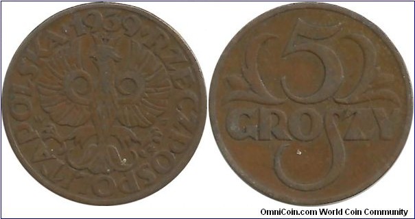 Poland 5 Groszy 1939