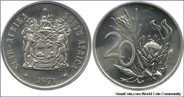 SouthAfrica 20 Cents 1971-Proof-