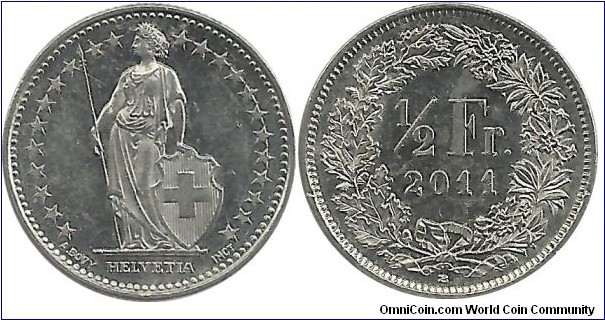 Switzerland ½ Franc 2011B
