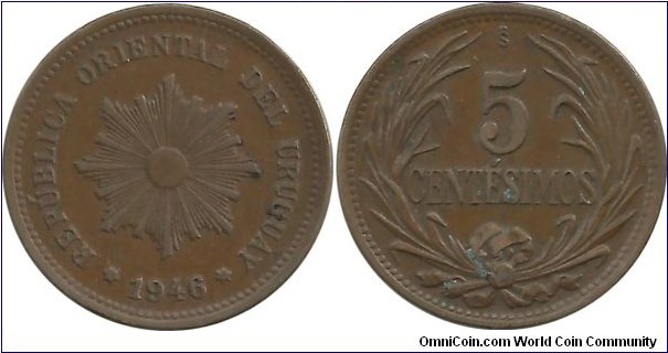 Uruguay 5 Centesimos 1946A