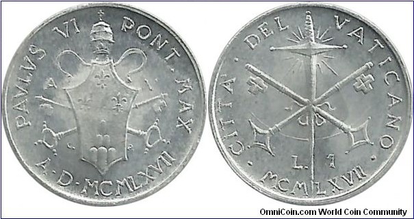 Vatican 1 Lira 1967