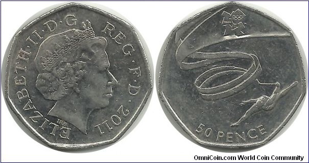 U.Kingdom 50 Pence 2011 - London 2012 Olympics-Gymnastics