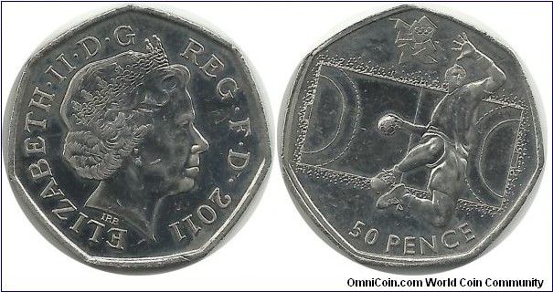 U.Kingdom 50 Pence 2011 - London 2012 Olympics-Handball