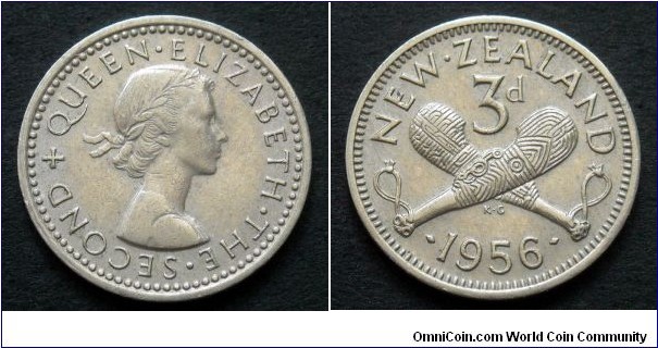 New Zealand 3 pence.
1956