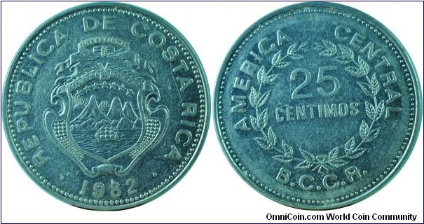 Costa Rica25Centimos-km188.1b-1982