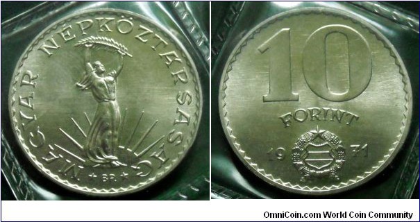 Hungary 10 forint from 1971 annual coin set.