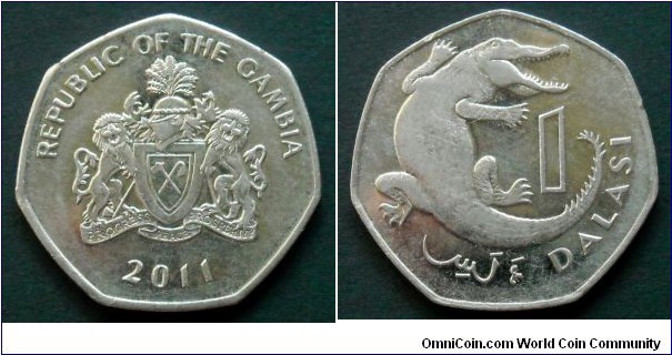 Gambia 1 dalasi.
2011, Nickel plated steel.