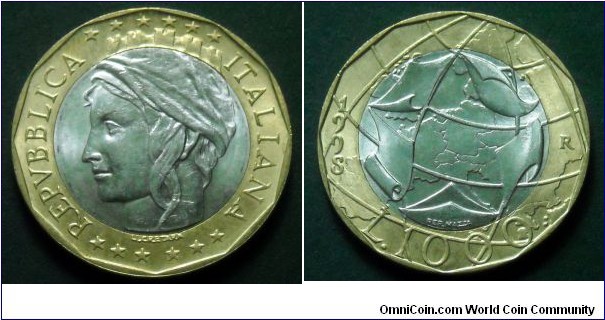 Italy 1000 lire.
1998, Bimetal.
