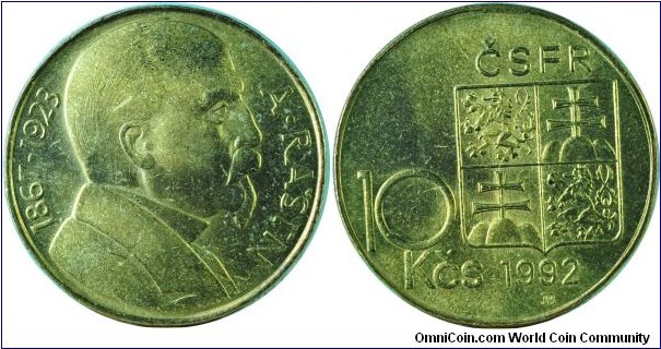 Czechoslovakia10Korun-A.Raisn-km159-1992