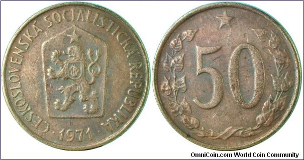 Czechoslovakia50Haleru-km55.1-1971