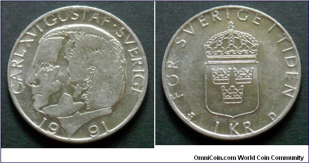 Sweden 1 krona.
1991 (D)