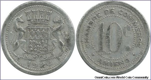 France-Chambre de Commerce 10 Centimes 1920-Amiens
