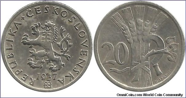 Ceskoslovenska 20 Haleru 1937