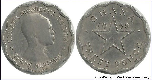 Ghana 3 Pence 1958