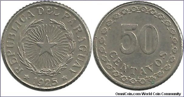 Paraguay 50 Centavos 1925