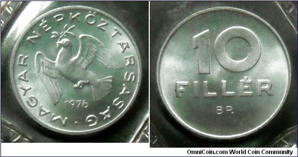 Hungary 10 filler from 1976 annual coin set.