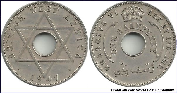 B.WestAfrica ½ Penny 1947H