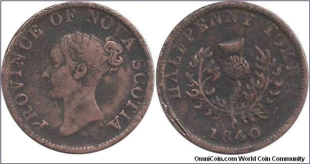 Canada Half Penny Token 1840 - Province of Nova Scotia (I clean this coin)