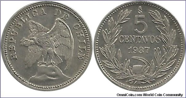 Chile 5 Centavos 1937