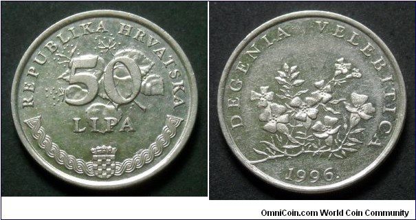 Croatia 50 lipa.
1996, Latin text; Degenia Velebitica.