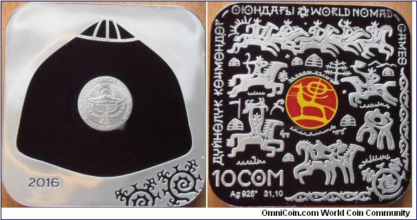 10 Som - Nomad Games - 31.1 g 0.925 silver Proof - mintage 1,000 (800 pcs were offered to participants of the games, only 200 copies for sale !)