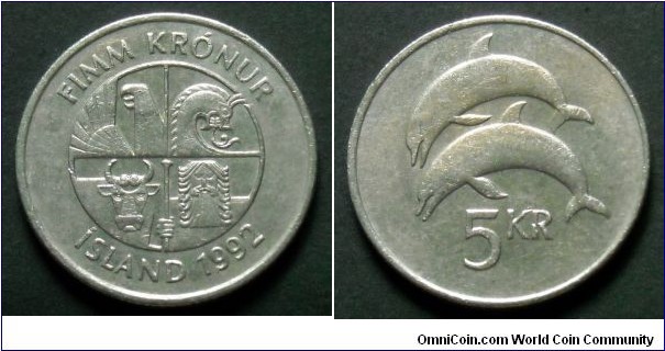 Iceland 5 krónur.
1992