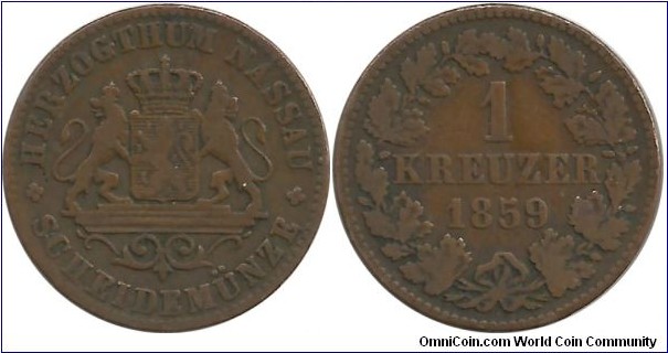 DeutschesReich-Nassau 1 Kreuzer 1859