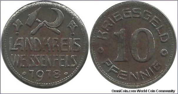 Germany-Kriegsgeld 10 Pfennig 1918 Weissenfels (Saxony)