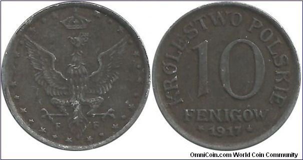 Poland 10 Fenigow 1917F (Away edge)