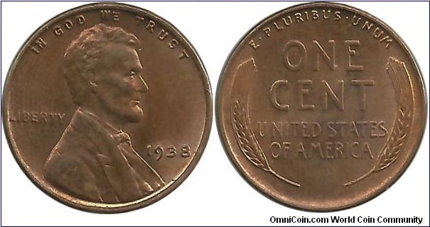 USA One Cent 1938 (P)