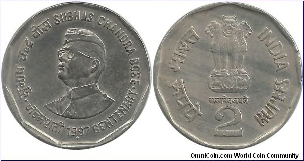 IndiaComm 2 Rupees 1997(B) - Subhas Chandra Bose