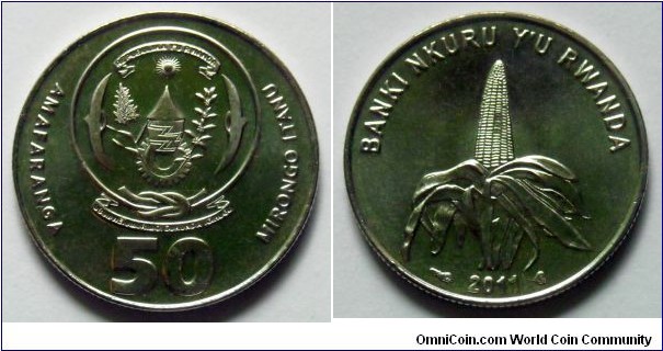 Rwanda 50 francs.
2011, Banki Nkuru.
