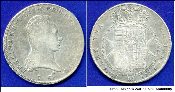 1 Francescone.
Toscana.
Ferdinand III.
*PISIS* - Pisa mint.


Ag.917f. 27,5gr.