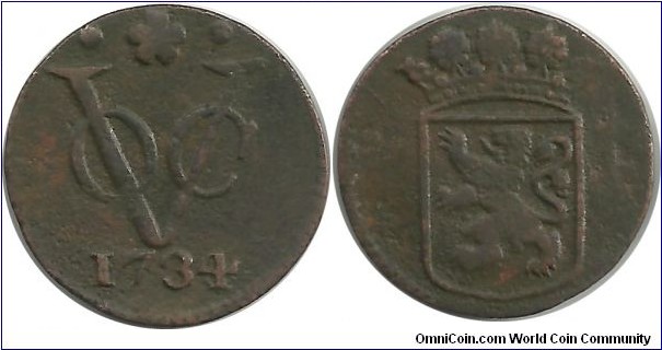 (Nederlandsch Indie) VOC 1 Duit 1734-Holland Issue