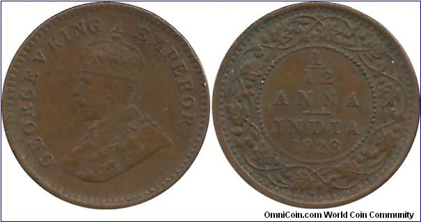 India-British 1/12 Anna 1928(C)