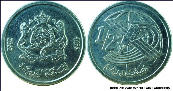 Morocco0.5Dirham-Telecommunications-y116-(AH1423)2002