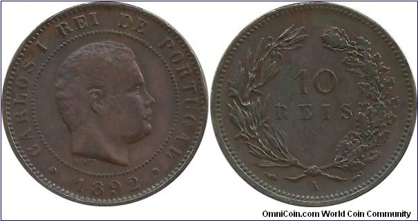 Portugal-Kingdom 10 Reis 1892A