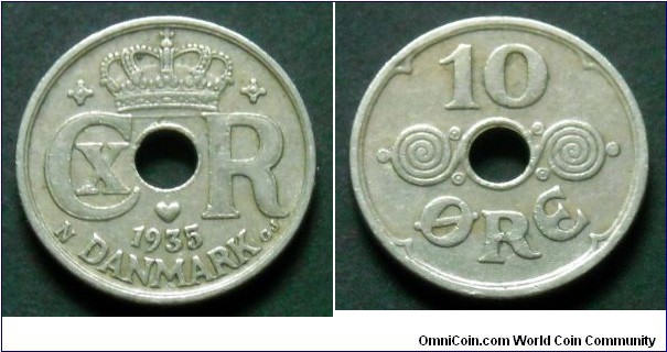 Denmark 10 ore.
1935